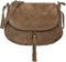 LucieElle Sac Cuir Daim Femme Bandoulière | Besace | Sac Italien 'Lydia' (Taupe)