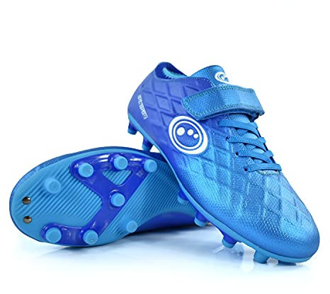 Optimum Unisex’s Ignisio Football Boots - Flat Moulded Stud Outsole, Easy Fastening Astro Trainers - PU Leather, Flexible & Comfortable Fit Football Boots - Arctic Blue, UK Child 2