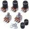 Taiss/5 stücke 50K Ohm Potentiometer 6 Pins Split Welle Rotary Linear Dual Taper Audio B Typ Lautstärkeregler Potentiometer B50K + 5 stücke Knopf