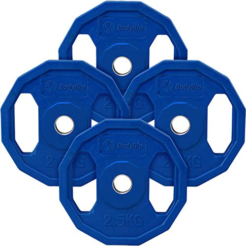 BodyRip Polygonal Colour Weight Plate | 4x 2.5kg, 1 Standard Hole | Dumbbell or Barbell | Home Gym Training, Weightlifting
