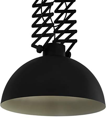 EGLO Pendelleuchte Donington, 1 flammige Deckenlampe Vintage, Industrial, Retro, Hängeleuchte aus Stahl in Schwarz, Creme, Wohnzimmerlampe, Deckenleuchte mit E27 Fassung, höhenverstellbar