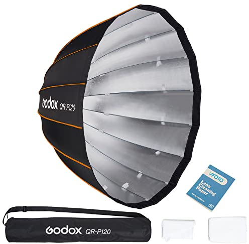 Godox QR-P120 120 cm Parabolic Deep Softbox mit Schnellverschluss für Godox SL-60W VL150 VL300 UL150 SL150WII SZ150R (120CM)