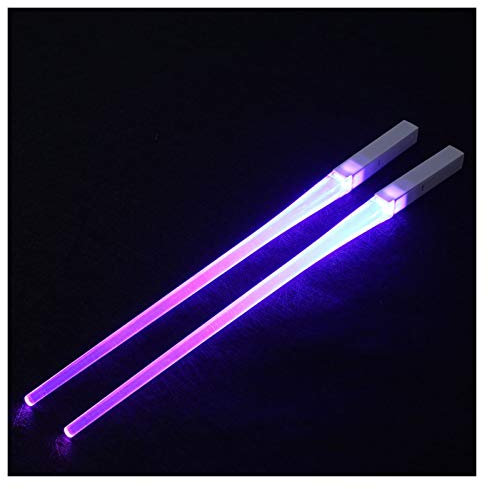 YWJFASHION 1 Pair Creative LED Lightsaber Chopsticks Light Up Durable Lightweight Kitchen Dinning Room Party Portable Food Safe Tableware (Color : Purple)