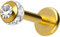 PIERCINGLINE Chirurgenstahl Labret Stecker EPOXY-RING-KUGEL + KRISTALL Piercing Lippe Ohr Nase Goldfarben 3 x 1,2 x 7 mm