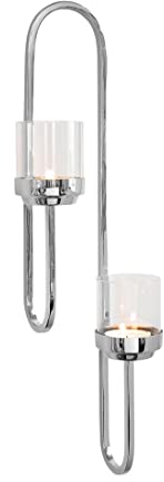 Fink wandhängender Stumpenkerzenhalter 90 cm 2-FLG. Wand-Kerzenhalter aus Edelstahl