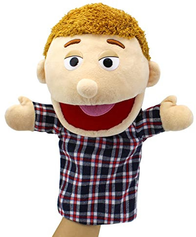 Family Hand Puppets for Kids Role Play - 11.8 Inch Multi-Ethnic Plush Soft Story Toys for Girls and Boys - Finger Puppet Set Gifts