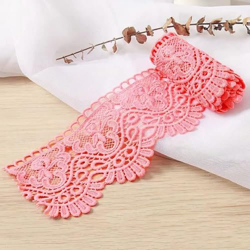 3 Yard 10cm Breite Milchseide Vintage Spitzenborte Spitzenband Spitzenbordüre Stickerei Dekoband Zierband Spitze Blumenband für Nähen Handwerk Dessous Hochzeitskleid Hochzeit Haus Deko,Dunkelpink