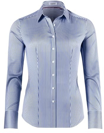 Vincenzo Boretti Camicia-Blusa Donna Elegante, Taglio Abbastanza Aderente, Manica-Lunga, in Tinta Unita, Facile da Stirare, Collo Classico