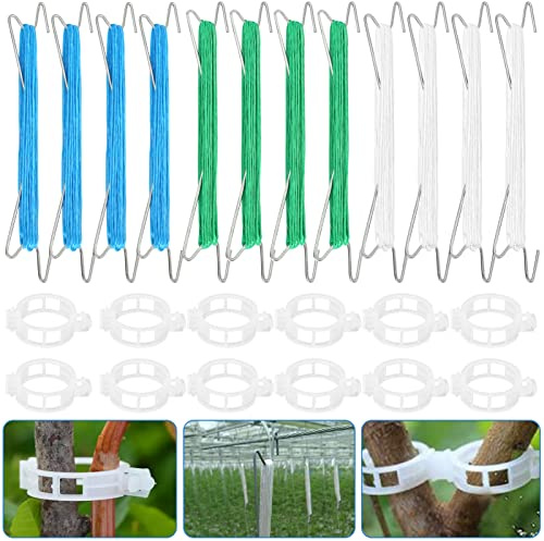 Tomatenhaken mit Robuster Tomaten Haken 10 m Seil, Tomatenstützhaken Pflanzen, Pflanzenschnalle Garten Tomatenhaken Clips, Pflanzen Tomatenhaken mit Garten Tomaten Haken, doppelte Tomatenhaken