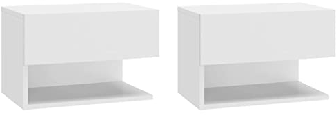 vidaXL 2X Tables de Chevet Murales Tables de Nuit Flottantes Armoires de Chevet Suspendues Armoires de Lit Meuble de Chambre Blanc