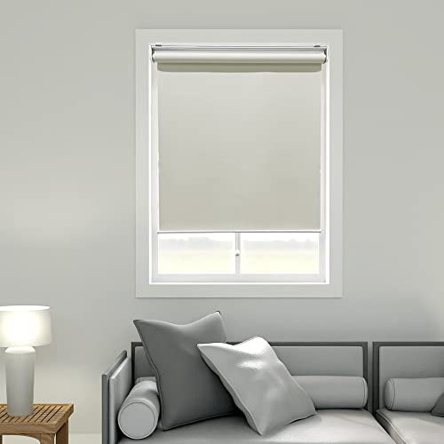 SCHRLING Cordless Roller Blind,100% Blackout Shades for Window and Door, Office and Home (Ecru, 36 W x 72 H)