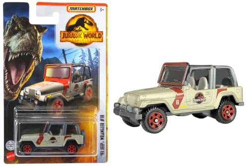 Matchbox Jurassic World Dominion FMW90 Diecast Fahrzeuge im Maßstab 1:64 – 1993 Wrangler #18 HBH01