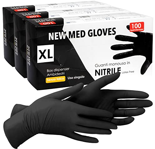 300 Guanti Neri Nitrile Monouso Non Sterili Senza Lattice e Senza Talco per Pelli Sensibili Colore Nero Taglia XL