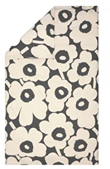 Marimekko - Bettdeckenbezug - Unikko - Baumwolle - Farbe: Charcoal-Off White - 140 x 200 cm
