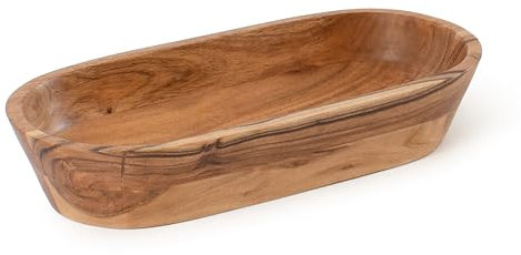 Wooden Dough Bowl – Handmade Decorative Bowls for Home Decor, Bathroom, Kitchen Counter & More - Acacia Wood Large Dough Bowl Fits Cosmetics, Keys & Other Knick Knacks – Great Boho Home Decorations
