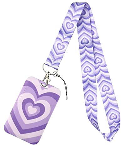 Ausweishüllen mit Umhängeband und Drehgelenk Schnalle Modischer Umhängeband mit Ausweishalter Ausweisschutz für Ärzte, Krankenschwestern, Personal Arbeitskarte Lanyard mit Kartenhülle (Lila)