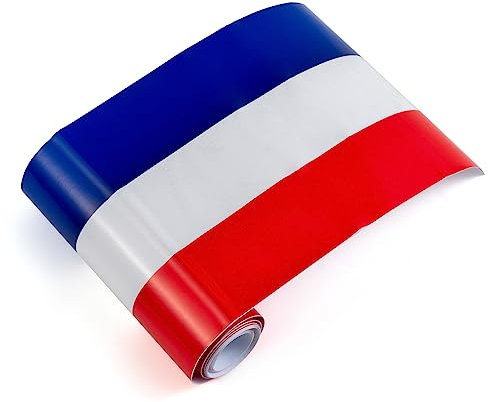 300 CM * 15 CM FR France Drapeau PVC Autocollant 3- Coloré Rayure Graphique Stickers Correctifs pour Le Véhicule Automobile Voiture Côté Jupes Tronc Botte Tailgate Miroirs Ailes Pare-Chocs Porte
