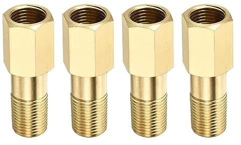 M METERXITY Erweiterung Anschluss Rohrleitung Fitting G1/8 35mm 4 Pack | Messing Sechskant Kupplung Konverter Adapter Anwendung Industriell Benutzen,G1/8 Buchse an G1/8 Männlich 35mm Golden