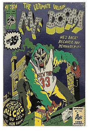 Leinwand-Poster, Motiv: Rap-Sänger MF DOOM, Wandkunst, Dekor, Bild, Gemälde für Wohnzimmer, Schlafzimmer, Dekoration, 30 x 45 cm