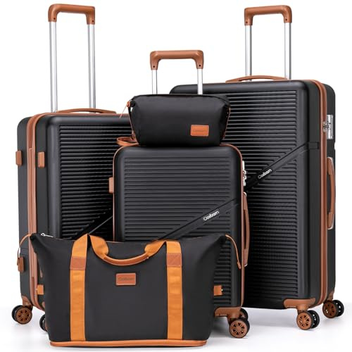 Cosbarn Luggage Sets 5 Piece Suitcases with Wheels, Suitcase Set ABS Hard Case Luggage with TSA Lock Spinner Wheels Durable Travel Luggage (5-Piece Set(20/24/28))