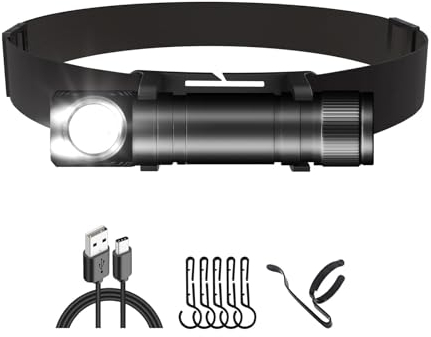 Torcia Frontale,Luce LED ricaricabile super luminosa,Lampada frontale LED ricaricabile impermeabile da 1000 lumen,Torcia da Testa Regolabile per Adulti e Bambini, Ideale per, Campeggio, Ciclismo