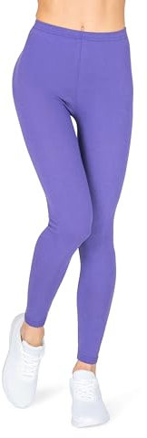 looksy Leggings da donna in cotone, opachi, sportivi, traspiranti, loungewear a tutta lunghezza, viola., S
