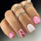 24Pcs French False Nails Short, Square Press on Nails Pink White Glitter Stick on Nails, Removable Glue-on Nails with Designs, Acrylic Full Cover Fake Nails for Women Girls Nail Art Accessories
