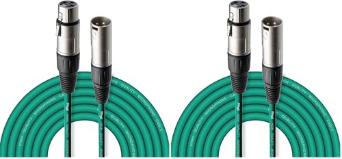 Stagg SMC6 CGR 6 m XLR to XLR Microphone Cable - Green (Pack of 2)