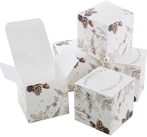 Logbuch-Verlag 10 kleine Weihnachten Geschenkboxen Würfelbox Geschenkschachtel zum Befüllen 8 x 8 cm weiß braun edel