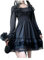 Japanese Lolita Style Women Princess Black Mini Dress Slash Neck High Waist Gothic Dress Puff Sleeve Lace Ruffles Party Dresses