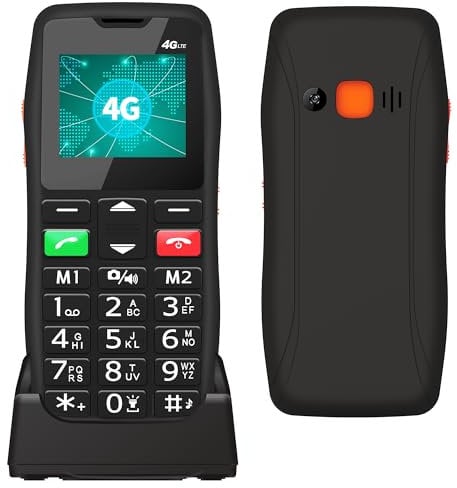 Melefon 4G Téléphone Portable pour Personnes âgées,Basique Pas Cher Telephone Senior,Grandes Touches,SOS Button,FM Radio,USB Type C,Station de Charge