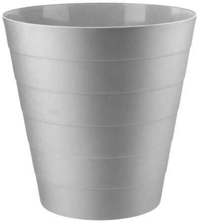 VIVAAS Plastic Waste Paper Bin 6L Round Waste Basket Trash Can Lightweight Rubbish Bin for Kitchen, Bedroom, Bathroom, Open-Top Design, Outdoor Garbage Container Dustbin (Grey)