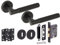 HANDLEZONE® Evo Knurled Grip Door Handles on Rose 3 Lever Lock Pack, 76mm Lock, 75mm Ball Bearing Hinges - Black Matt