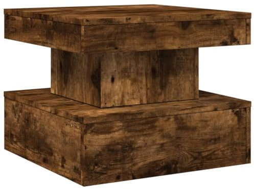 vidaXL Table Basse avec Lumières LED, Bout de Canapé, Table d'Appoint, Meuble de Salon Salle de Séjour Intérieur, Moderne, Chêne Fumé