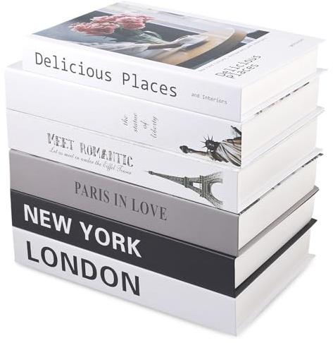 PRITOK Libros de 6 piezas: decorativos juego de libros apilados para decoración del hogar, estantería, mesa de café, oficina