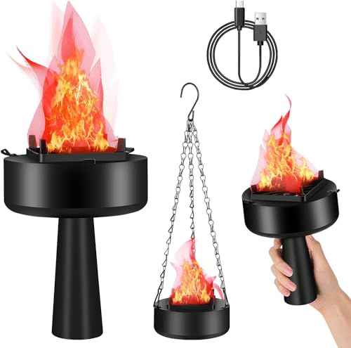 3D Fake Fire USB Rechargeable Fake Campfire, Portable Fake Fire Light Electric Fake Flame Light Fake Flame Lamp, Campfire Electric Campfire Halloween Christmas Party Decorations (3D Triangle Flame)