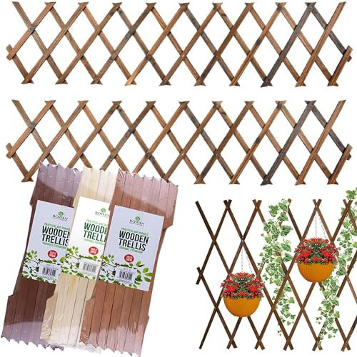 PD - Expandable Wooden Assorted Trellis - Durable Wood Climbing Plant Support - Decorative growing plants or vegetables Trellises Panel - Perfect for Outdoor flower beds & Gardening (1.5m x 60cm)