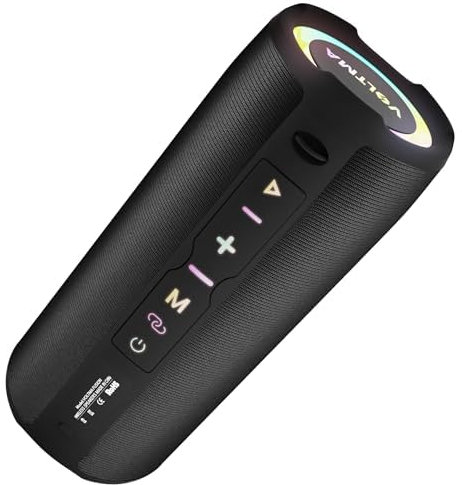 Voltma Fusion Pro Bluetooth Speaker - 20W Portable Bluetooth Speaker, 18H Playback Time IPX5 Waterproof Speakers | 10M Range Built-In Mic Wireless Bluetooth Speaker with RGB Lights, USB, TF, AUX Slots