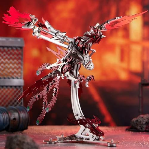3D Metall Puzzle für Erwachsene, Mechanischer Phönix-Modellbaukasten Hobby-Bausatz für Bastelfreunde, 3D-Puzzle für Flügelschlag-Spaß-Dynamic Wing Mastery (Rot)