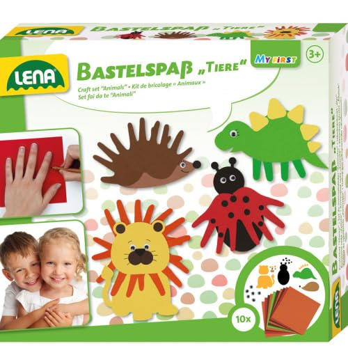 Lena 42620 Bastelspaß Tiere, Faltschachtel, Mehrfarbig