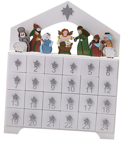 Anneome Mini Christmas Calendar Wooden Advent Calendar Drawer Countdown for Boys and Girls Family