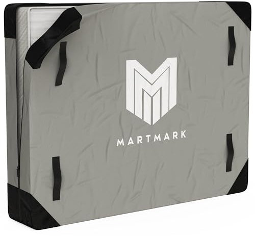 MartMark Matratzenbezug für Umzug, Aufbewahrung, Transport für Doppelbett, 160 x 210 x 35 cm, wasserdichter Matratzenschoner, dicker Reißverschluss, verstärkte Griffe, Schutzhülle, Grau