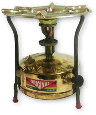 Estufa tradicional india vintage de latón para tanque de queroseno, estufa a presión, quemador manual, cocina culinaria Old World Treasure, estufa de camping de 1 litro