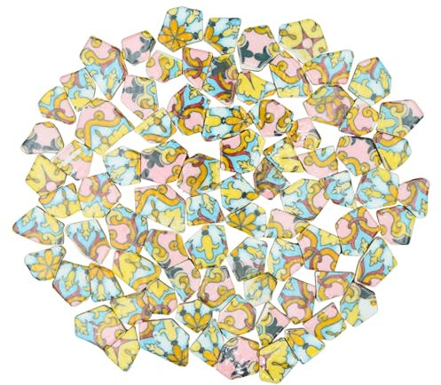 Yuvori Piastrelle per mosaico in porcellana, motivo geometrico astratto, irregolari, moderne, da 0,5 kg, fatte a mano, per bagno, soggiorno, cucina, per esterni (07, media)