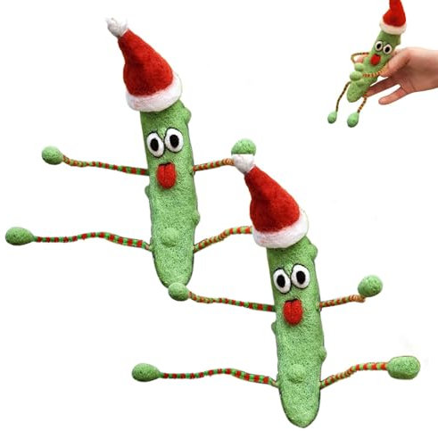 Pickle-Weihnachtsbaumspitze, Filz-Pickle-Weihnachtsbaumschmuck, weihnachtliche Pickle-Thema-Ornament-Dekorationen, Filz-Pickle-Ornament, für Weihnachtsbaumhaus-Dekoration (2pcs)