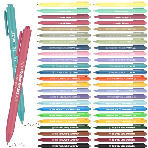 Nezyo 48 Stück Kugelschreiber mit Motivationsspruch Abschiedsgeschenk für Schüler Kollege Lehrer Dankeschön Stift Team Glücksstift Prüfung Glücksbringer Kuli Abschlussgeschenk Erzieher Mitarbeiter(48)