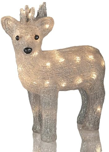 Hellum LED Rentier Acryl 35cm hoch, Outdoor Weihnachtsdeko, 40 warmweiße LEDs, Dekofigur mit 5m Zuleitung, Helligkeit <59 Lumen 152708