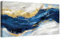 Marbrures bleu or Cadre en bois Impression sur Toile Abstrait bleu sarcelle gris Tableau Affiche Decoration Murale Peinture Image sur Toile Tableau Decoration Murale Salon Chambre Décorations 50x100cm