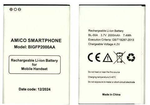 Vvuilsty BL-55A BIGFP2000AA Batteria di ricambio per smartphone BRONDI Amico/N.2/N2, batteria ricaricabile a 0 cicli compatibile con BRONDI Amico Smartphone/N.2/N2 con kit di attrezzi di riparazione