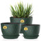 3 Pack Plastic Plant Pots,30/25/23CM,Large Plant Pots Indoor Flower Pots with Drainage Holes Saucer and Reservoir for All House Plants(Black with Green Speckles)